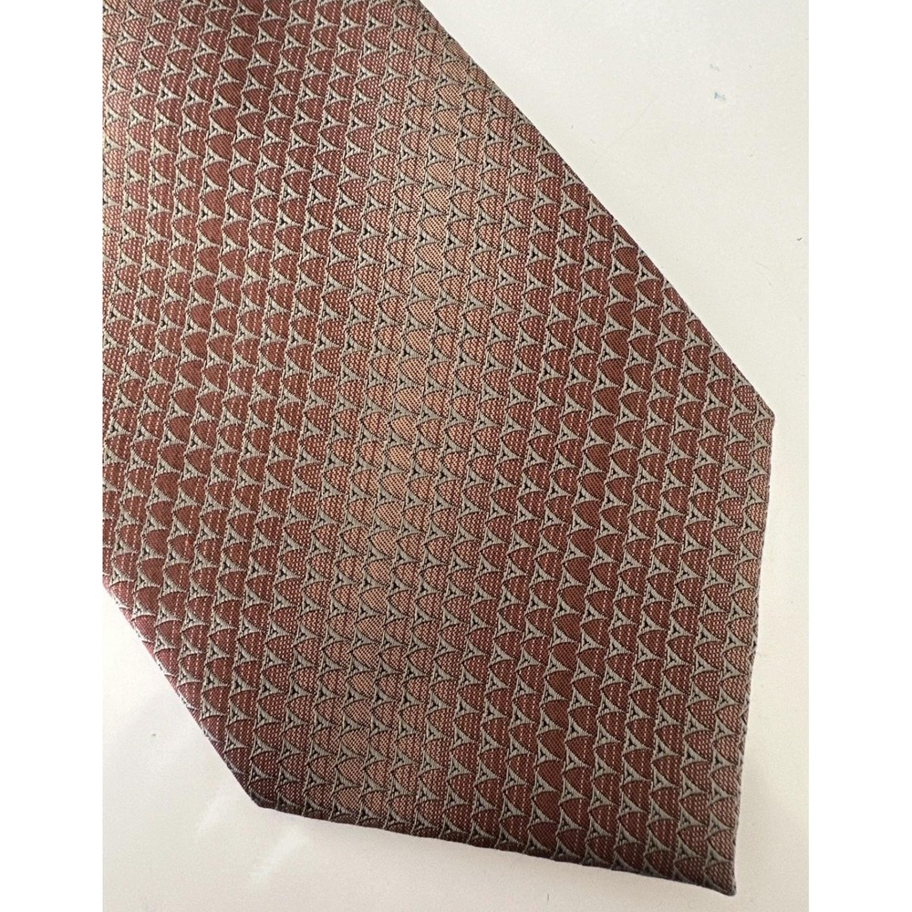 Kenneth Cole‎ New York Tie Mens One Size Brown Silk Geometric Woven Necktie